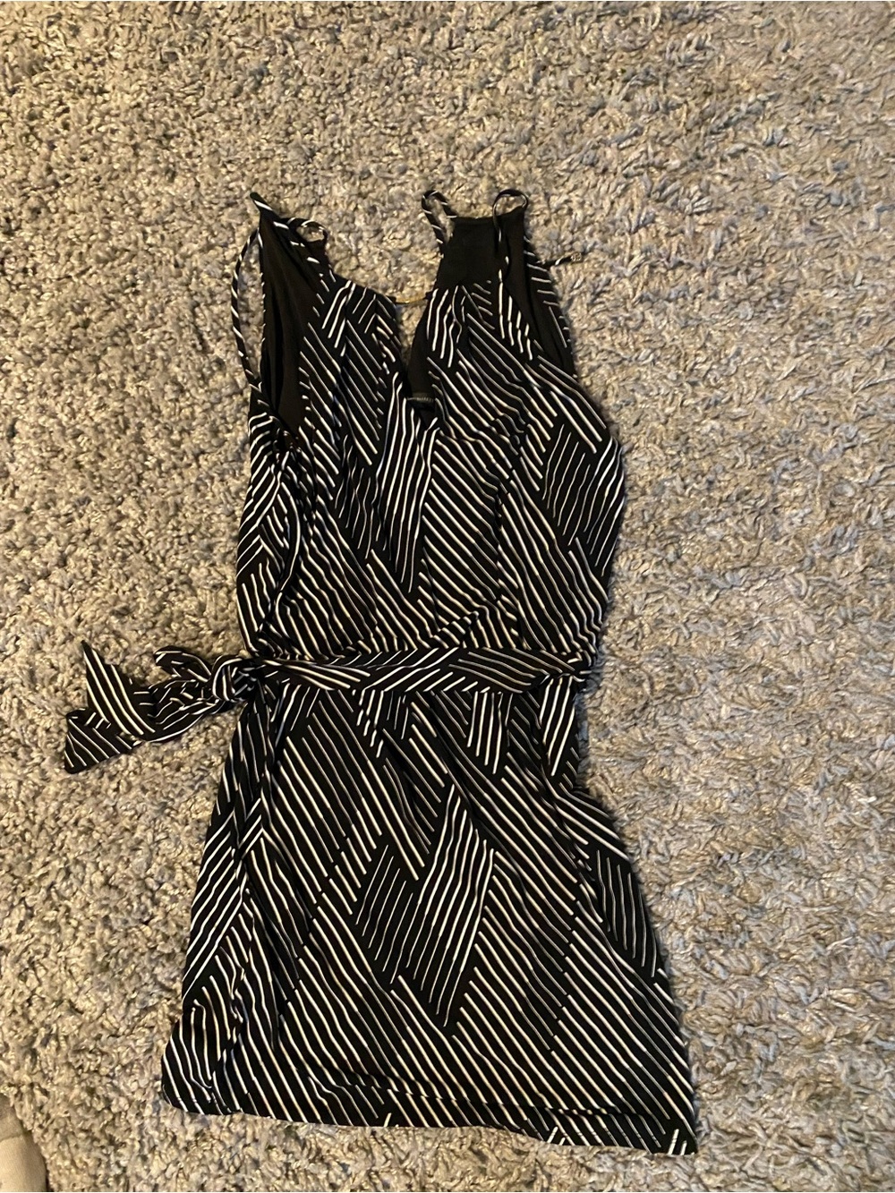 White House Black Market Black and White Striped Mini Dress